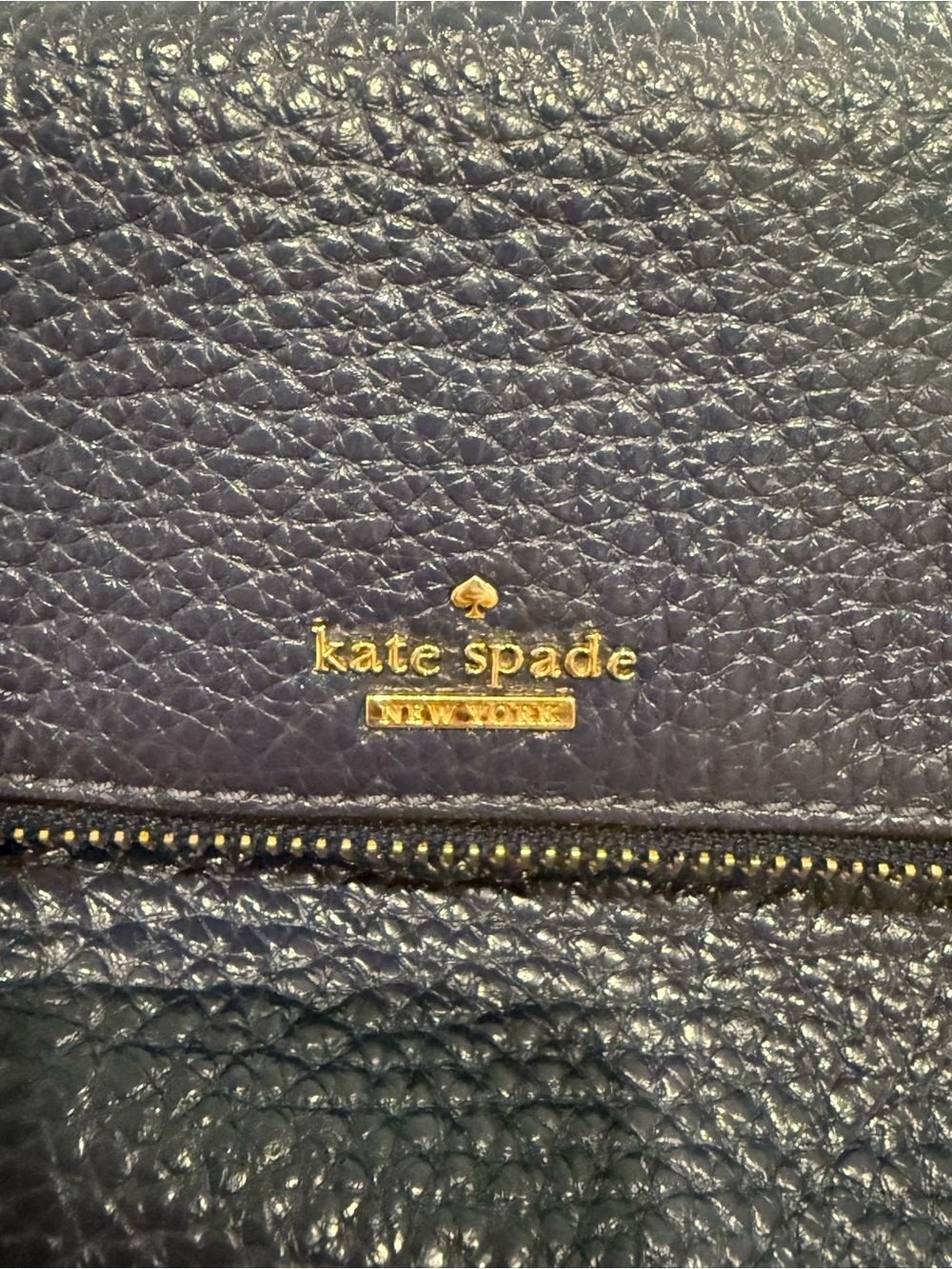 kate spade Navy Pebbled Leather Crossbody with Gold Hardware - Picture 6 of 9
